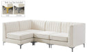 Meridian Furniture - Alina 91" Cream Velvet Upholstered 4pc. Sectional - 604Cream-Sec4A - GreatFurnitureDeal