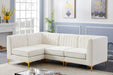 Meridian Furniture - Alina 91" Cream Velvet Upholstered 4pc. Sectional - 604Cream-Sec4A - GreatFurnitureDeal