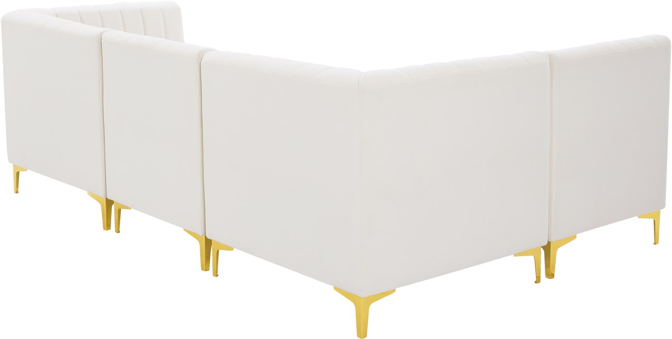 Meridian Furniture - Alina 91" Cream Velvet Upholstered 4pc. Sectional - 604Cream-Sec4A - GreatFurnitureDeal