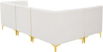 Meridian Furniture - Alina 91" Cream Velvet Upholstered 4pc. Sectional - 604Cream-Sec4A - GreatFurnitureDeal