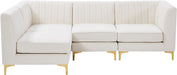 Meridian Furniture - Alina 91" Cream Velvet Upholstered 4pc. Sectional - 604Cream-Sec4A - GreatFurnitureDeal