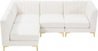 Meridian Furniture - Alina 91" Cream Velvet Upholstered 4pc. Sectional - 604Cream-Sec4A - GreatFurnitureDeal