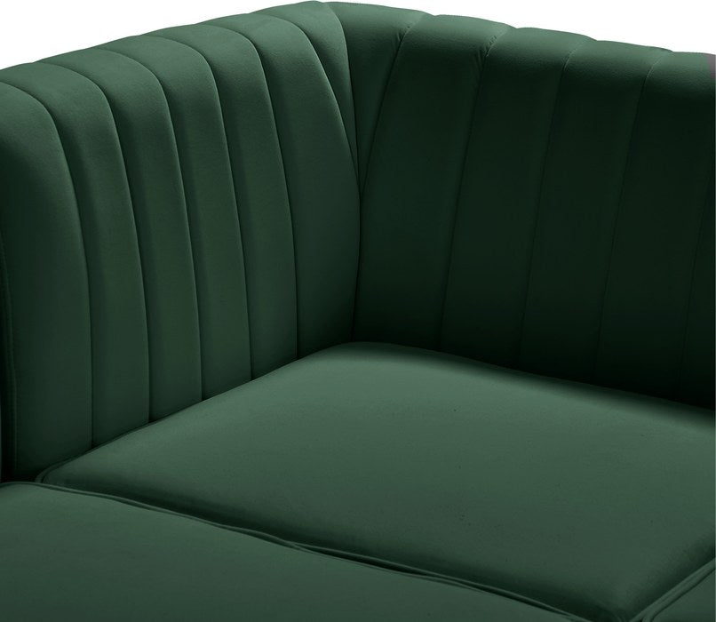 Meridian Furniture - Alina 116.5" Green Velvet Upholstered 4pc. Sofa - 604Green-S119 - GreatFurnitureDeal