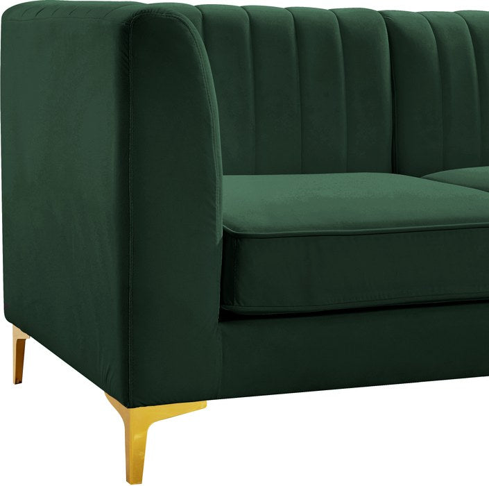 Meridian Furniture - Alina 116.5" Green Velvet Upholstered 4pc. Sofa - 604Green-S119 - GreatFurnitureDeal