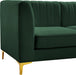 Meridian Furniture - Alina 116.5" Green Velvet Upholstered 4pc. Sofa - 604Green-S119 - GreatFurnitureDeal