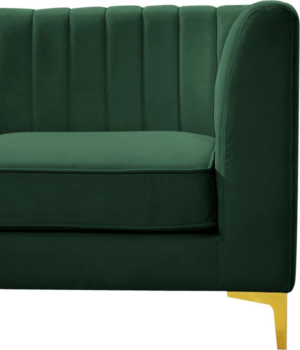 Meridian Furniture - Alina 116.5" Green Velvet Upholstered 4pc. Sofa - 604Green-S119 - GreatFurnitureDeal