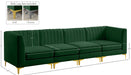 Meridian Furniture - Alina 116.5" Green Velvet Upholstered 4pc. Sofa - 604Green-S119 - GreatFurnitureDeal