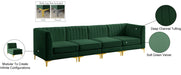 Meridian Furniture - Alina 116.5" Green Velvet Upholstered 4pc. Sofa - 604Green-S119 - GreatFurnitureDeal