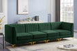Meridian Furniture - Alina 116.5" Green Velvet Upholstered 4pc. Sofa - 604Green-S119 - GreatFurnitureDeal