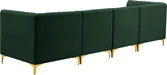 Meridian Furniture - Alina 116.5" Green Velvet Upholstered 4pc. Sofa - 604Green-S119 - GreatFurnitureDeal