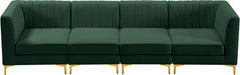 Meridian Furniture - Alina 116.5" Green Velvet Upholstered 4pc. Sofa - 604Green-S119 - GreatFurnitureDeal