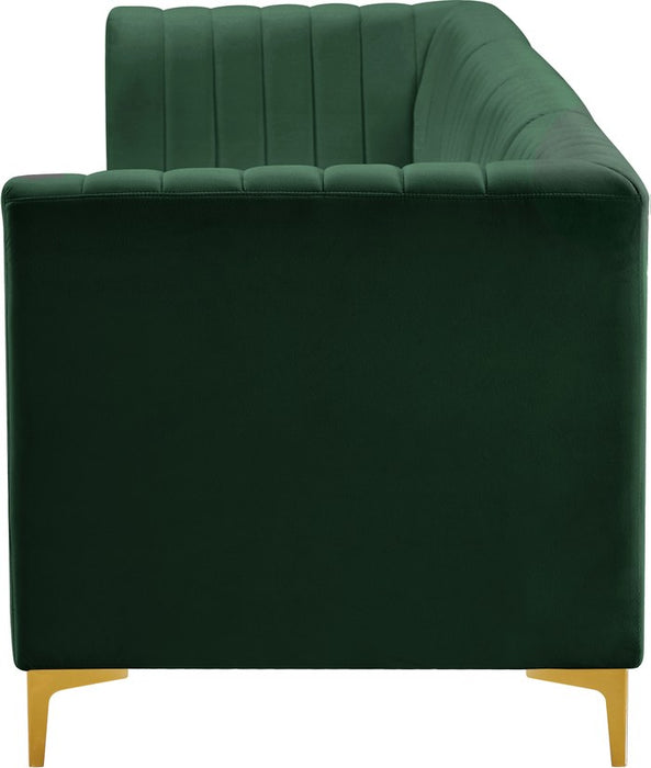 Meridian Furniture - Alina 116.5" Green Velvet Upholstered 4pc. Sofa - 604Green-S119 - GreatFurnitureDeal