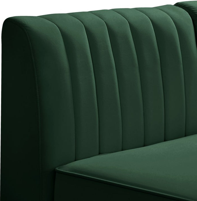 Meridian Furniture - Alina 142" Green Velvet Upholstered 8pc. Sectional - 604Green-Sec8C - GreatFurnitureDeal
