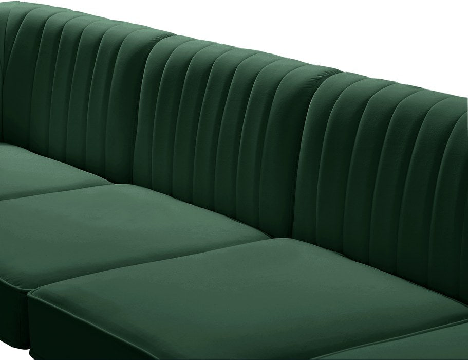 Meridian Furniture - Alina 142" Green Velvet Upholstered 8pc. Sectional - 604Green-Sec8C - GreatFurnitureDeal