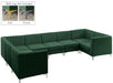 Meridian Furniture - Alina 142" Green Velvet Upholstered 8pc. Sectional - 604Green-Sec8C - GreatFurnitureDeal