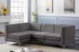 Meridian Furniture - Alina 91" Grey Velvet Upholstered 4pc. Sectional - 604Grey-Sec4A - GreatFurnitureDeal
