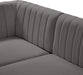 Meridian Furniture - Alina 116.5" Grey Velvet Upholstered 5pc. Sectional - 604Grey-Sec5B - GreatFurnitureDeal