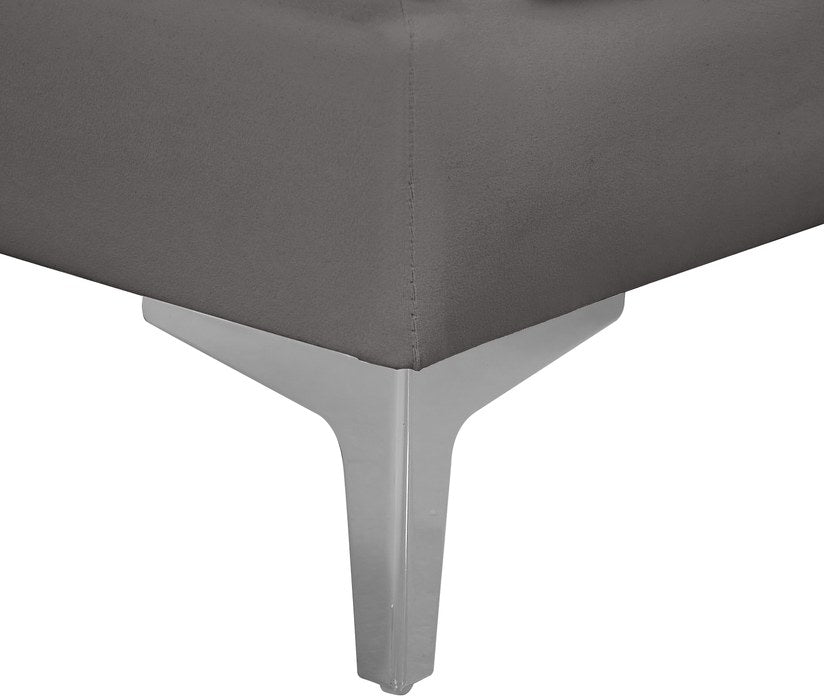 Meridian Furniture - Alina 116.5" Grey Velvet Upholstered 5pc. Sectional - 604Grey-Sec5B - GreatFurnitureDeal