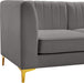 Meridian Furniture - Alina 91" Grey Velvet Upholstered 5pc. Sectional - 604Grey-Sec5C - GreatFurnitureDeal
