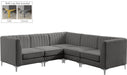 Meridian Furniture - Alina 91" Grey Velvet Upholstered 5pc. Sectional - 604Grey-Sec5C - GreatFurnitureDeal