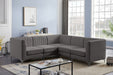 Meridian Furniture - Alina 91" Grey Velvet Upholstered 5pc. Sectional - 604Grey-Sec5C - GreatFurnitureDeal