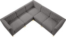 Meridian Furniture - Alina 91" Grey Velvet Upholstered 5pc. Sectional - 604Grey-Sec5C - GreatFurnitureDeal