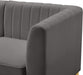 Meridian Furniture - Alina 91" Grey Velvet Upholstered 5pc. Sectional - 604Grey-Sec5C - GreatFurnitureDeal