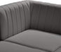 Meridian Furniture - Alina 116.5" Grey Velvet Upholstered 6pc. Sectional - 604Grey-Sec6A - GreatFurnitureDeal