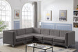 Meridian Furniture - Alina 116.5" Grey Velvet Upholstered 6pc. Sectional - 604Grey-Sec6A - GreatFurnitureDeal