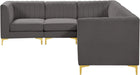 Meridian Furniture - Alina 116.5" Grey Velvet Upholstered 6pc. Sectional - 604Grey-Sec6A - GreatFurnitureDeal