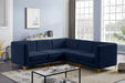 Meridian Furniture - Alina 91" Navy Velvet Upholstered 5pc. Sectional - 604Navy-Sec5C - GreatFurnitureDeal