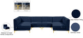 Meridian Furniture - Alina 116.5" Navy Velvet Upholstered 6pc. Sectional - 604Navy-Sec6B - GreatFurnitureDeal