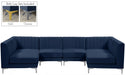 Meridian Furniture - Alina 116.5" Navy Velvet Upholstered 6pc. Sectional - 604Navy-Sec6B - GreatFurnitureDeal