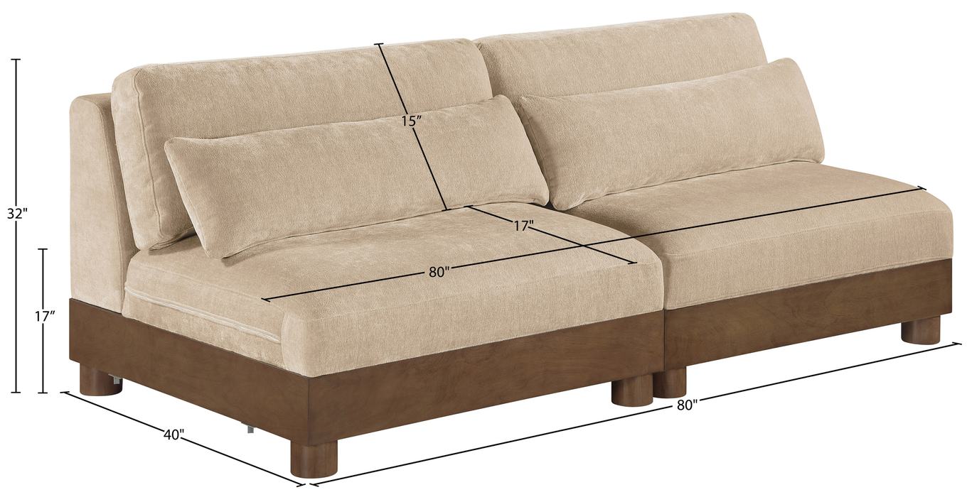 Meridian Furniture - Turin 80" Beige Chenille Fabric Upholstered 2pc. Sofa - 606Beige-S2B - GreatFurnitureDeal