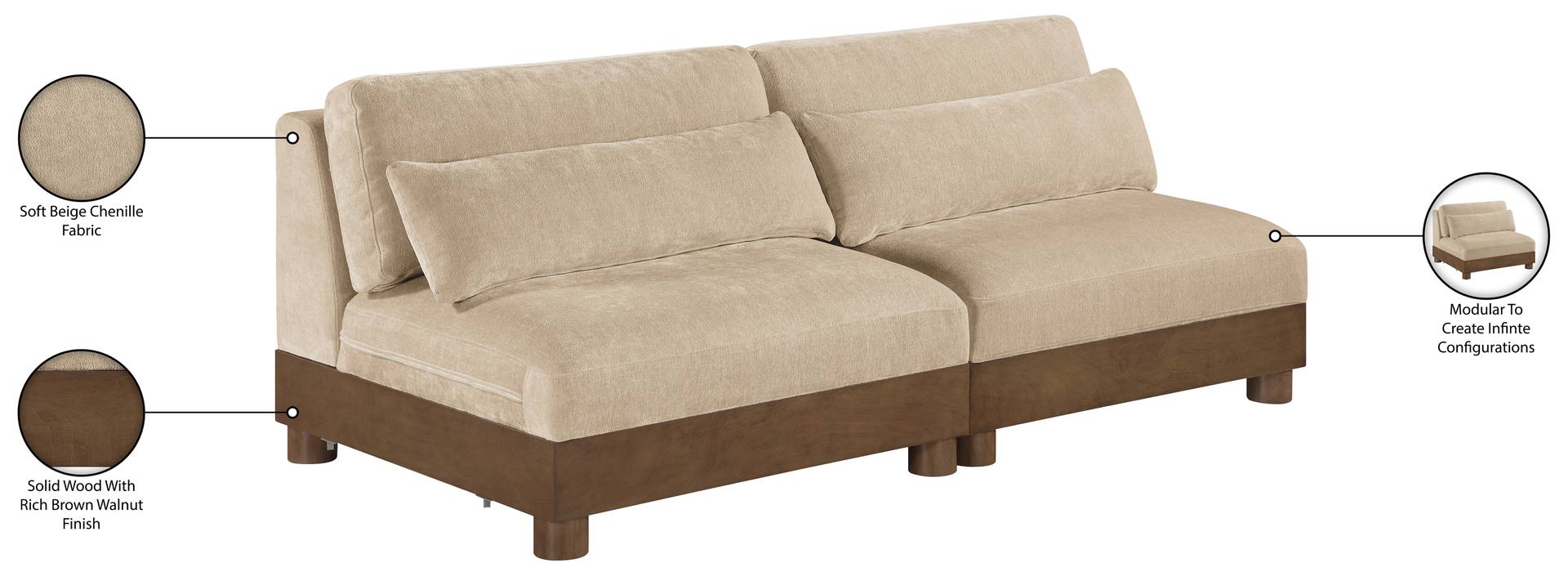 Meridian Furniture - Turin 80" Beige Chenille Fabric Upholstered 2pc. Sofa - 606Beige-S2B - GreatFurnitureDeal