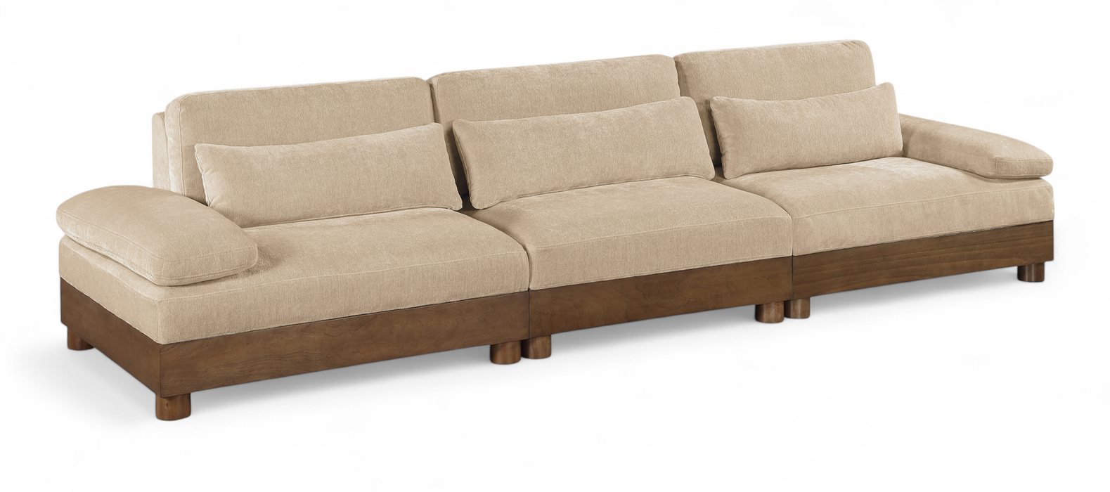 Meridian Furniture - Turin 135.5" Beige Chenille Fabric Upholstered 3pc. Sofa - 606Beige-S3A - GreatFurnitureDeal