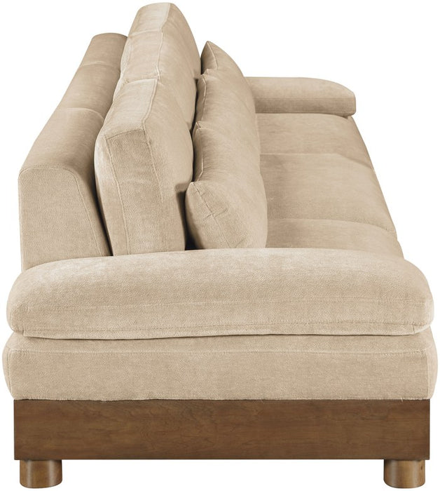 Meridian Furniture - Turin 135.5" Beige Chenille Fabric Upholstered 3pc. Sofa - 606Beige-S3A - GreatFurnitureDeal