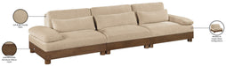 Meridian Furniture - Turin 135.5" Beige Chenille Fabric Upholstered 3pc. Sofa - 606Beige-S3A - GreatFurnitureDeal