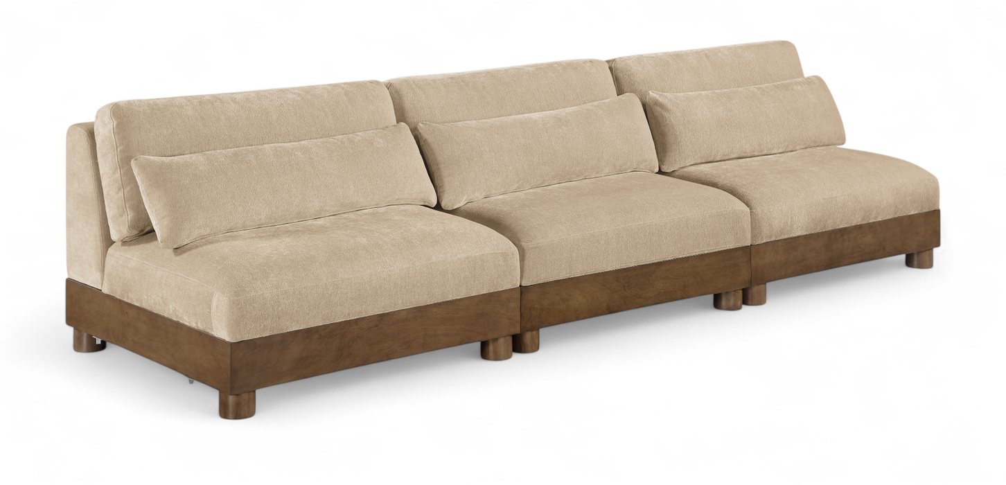 Meridian Furniture - Turin 120" Beige Chenille Fabric Upholstered 3pc. Sofa - 606Beige-S3B - GreatFurnitureDeal