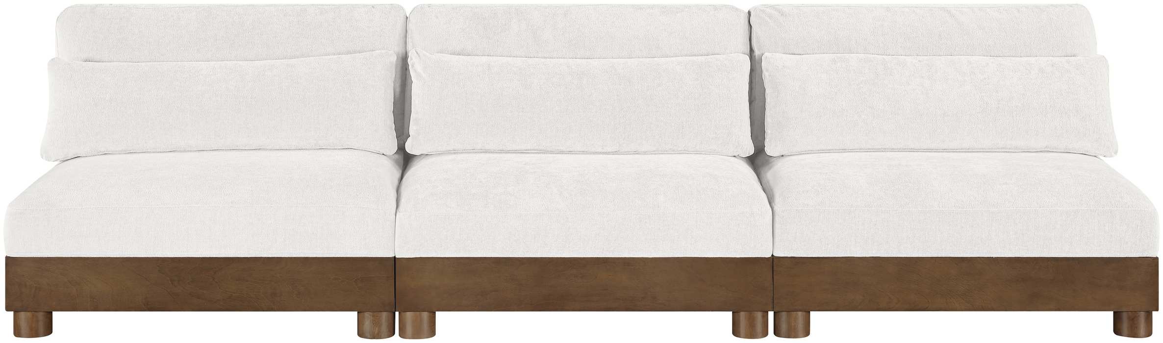 Meridian Furniture - Turin 120" Cream Chenille Fabric Upholstered 3pc. Sofa - 606Cream-S3B - GreatFurnitureDeal
