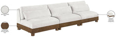 Meridian Furniture - Turin 120" Cream Chenille Fabric Upholstered 3pc. Sofa - 606Cream-S3B - GreatFurnitureDeal