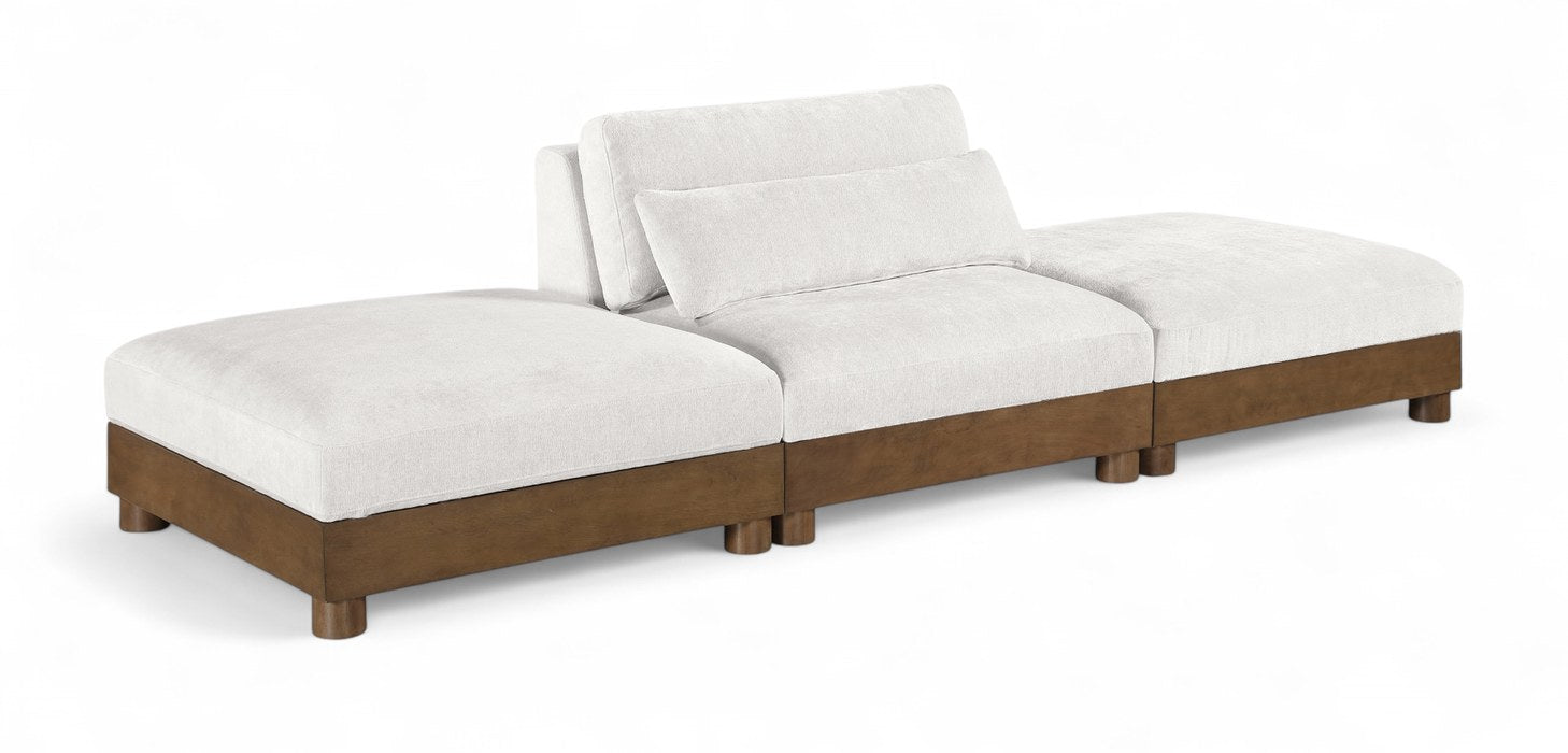 Meridian Furniture - Turin 120" Cream Chenille Fabric Upholstered 3pc. Sofa - 606Cream-S3C - GreatFurnitureDeal