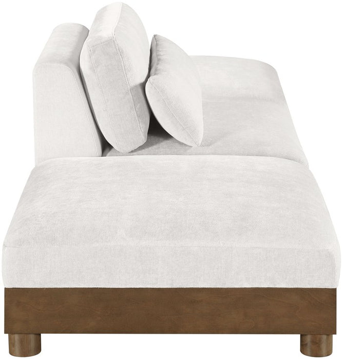 Meridian Furniture - Turin 120" Cream Chenille Fabric Upholstered 3pc. Sofa - 606Cream-S3C - GreatFurnitureDeal