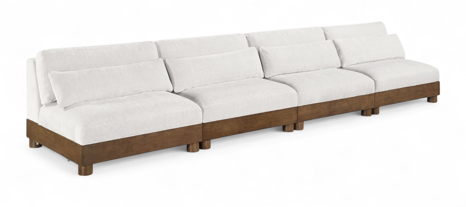 Meridian Furniture - Turin 160" Cream Chenille Fabric Upholstered 4pc. Sofa - 606Cream-S4B - GreatFurnitureDeal