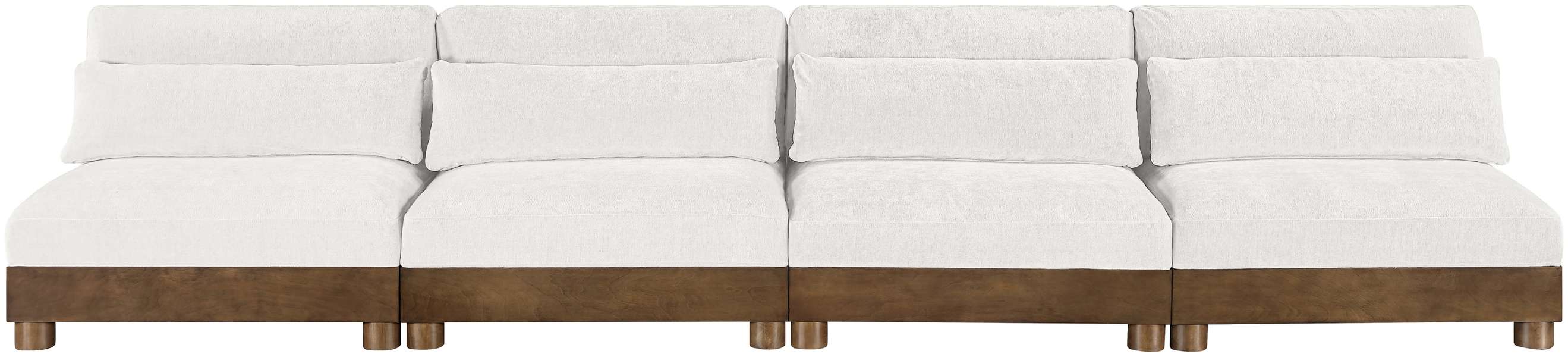 Meridian Furniture - Turin 160" Cream Chenille Fabric Upholstered 4pc. Sofa - 606Cream-S4B - GreatFurnitureDeal