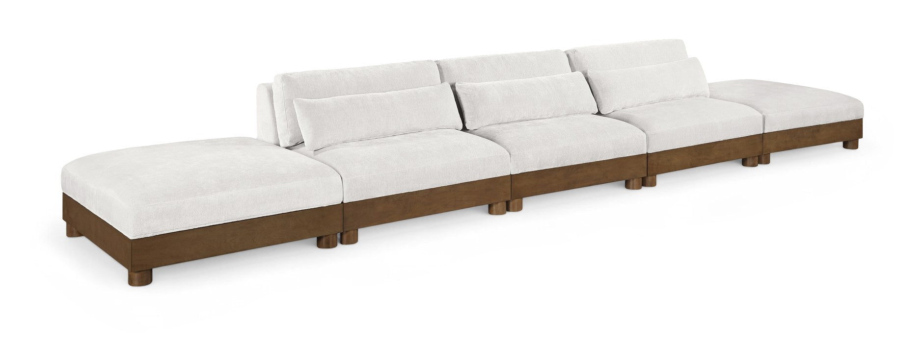 Meridian Furniture - Turin 200" Cream Chenille Fabric Upholstered 5pc. Sofa - 606Cream-S5A - GreatFurnitureDeal