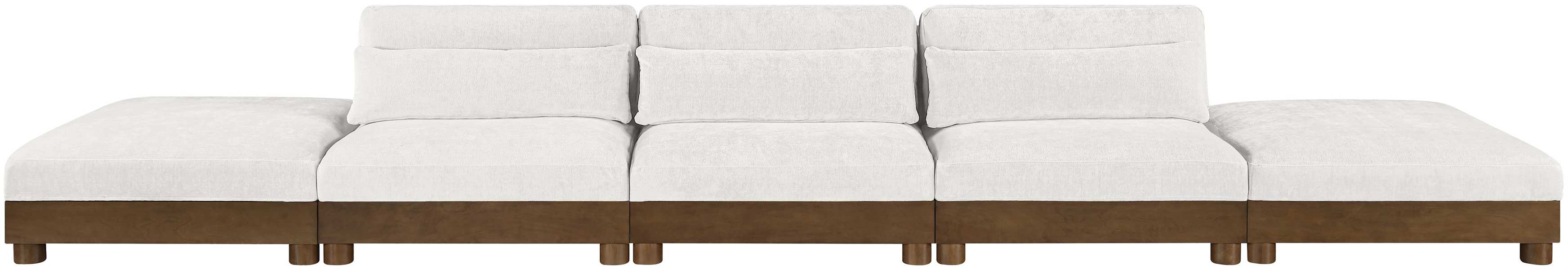 Meridian Furniture - Turin 200" Cream Chenille Fabric Upholstered 5pc. Sofa - 606Cream-S5A - GreatFurnitureDeal