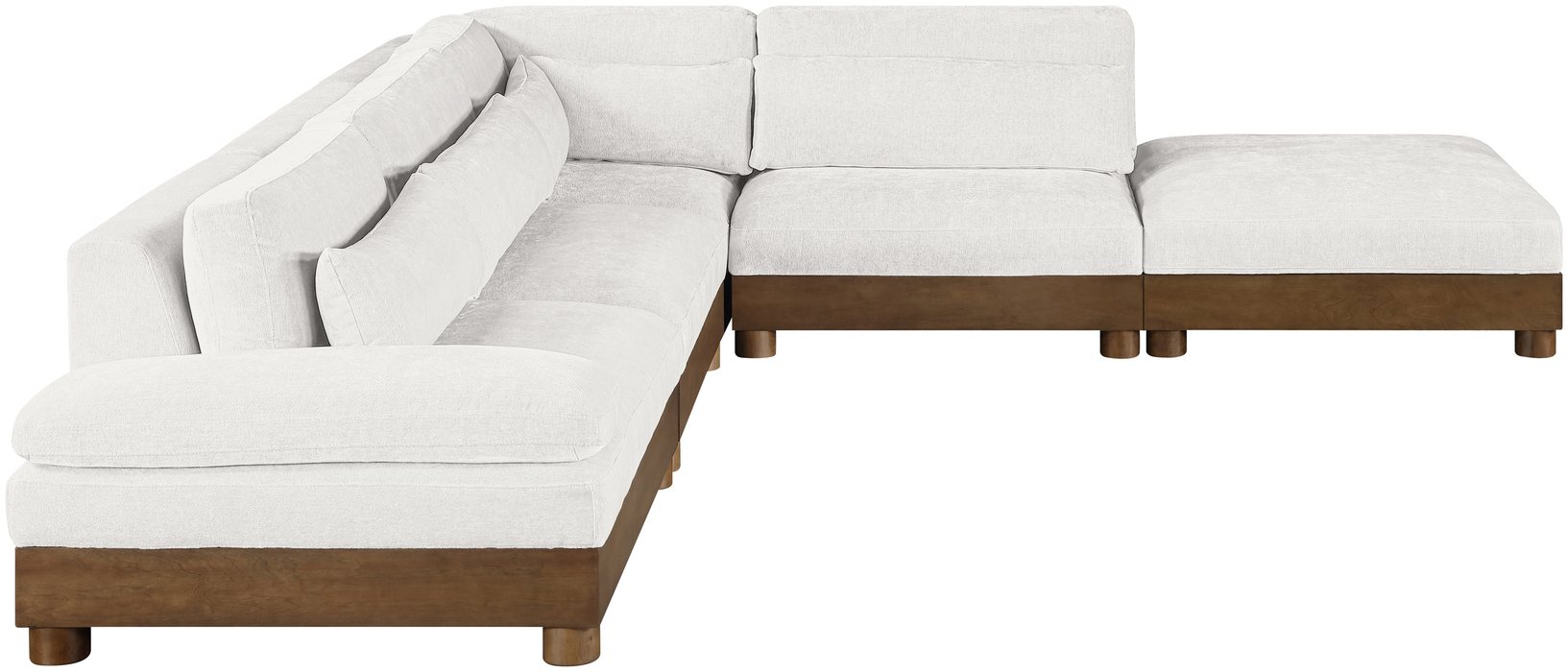 Meridian Furniture - Turin 120" Cream Chenille Fabric Upholstered 5pc. Sectional - 606Cream-Sec5A - GreatFurnitureDeal