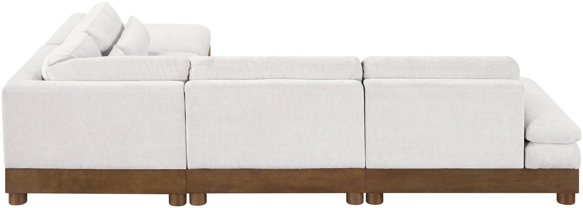 Meridian Furniture - Turin 120" Cream Chenille Fabric Upholstered 5pc. Sectional - 606Cream-Sec5A - GreatFurnitureDeal