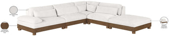 Meridian Furniture - Turin 120" Cream Chenille Fabric Upholstered 5pc. Sectional - 606Cream-Sec5A - GreatFurnitureDeal